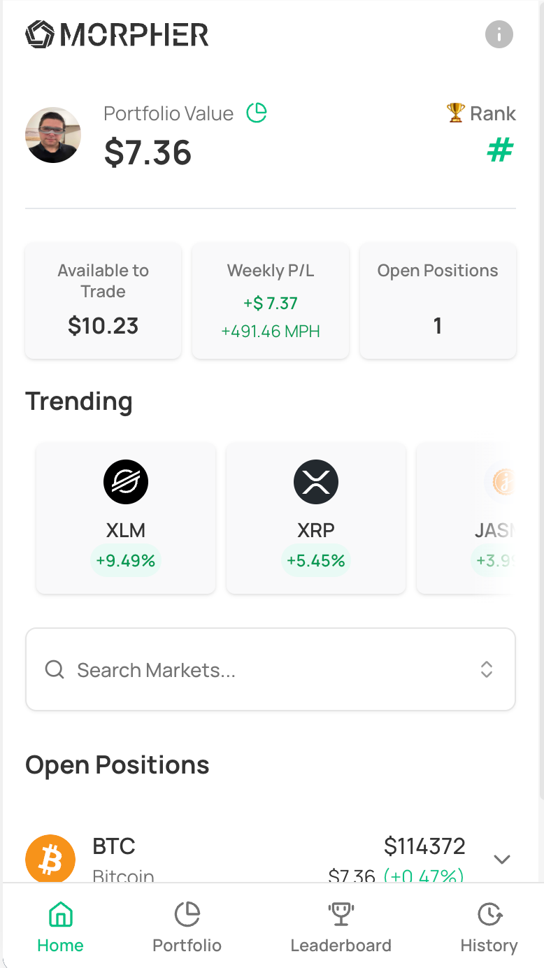 Morpher Trade Farcaster Mini App - Farcaster Mini Apps screenshot